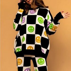 Dressed in papa- LALA ORIGINAL: Good Time Girl Knit smiley sweater